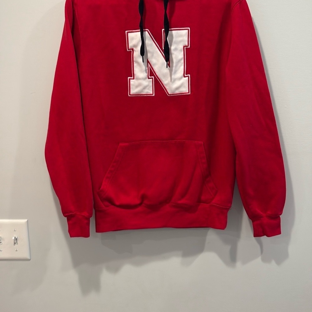 Stadium Athletics Red Hoodie with White Lettering